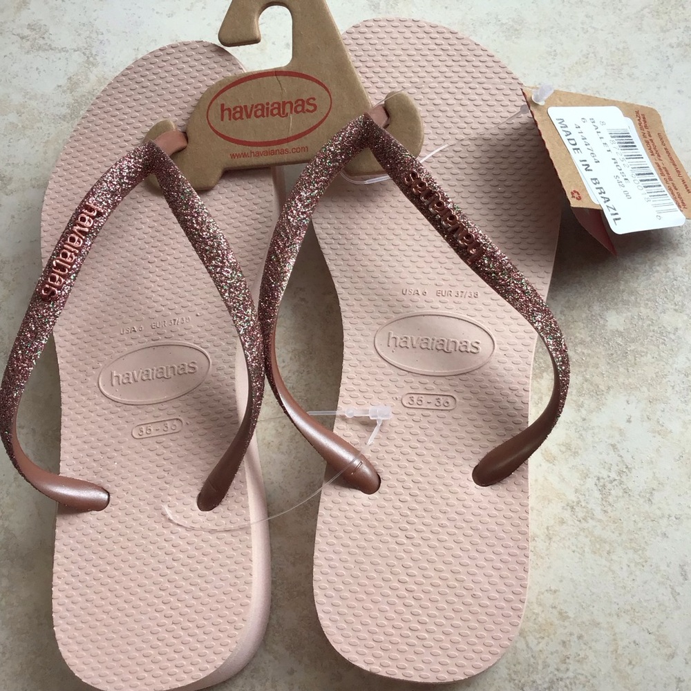 Havaianas Ballet Rose glitters flip flops